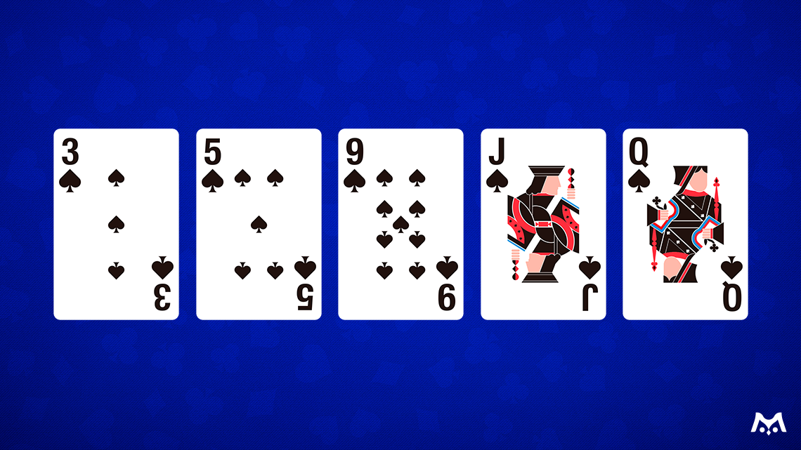 フラッシュの例（♠3♠5♠9♠J♠Q）