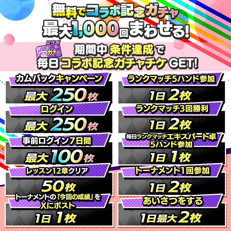 【事前ログインでガチャチケ最大100枚＆条件達成で最大900枚】にじさんじコラボ開催記念キャンペーン！